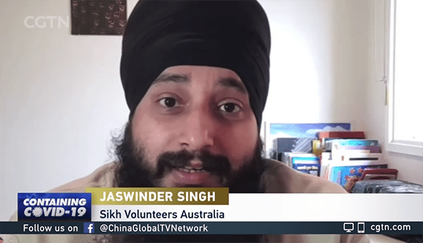 CGTN coverage of Sikh Volunteers Free Food Home Delivery Service